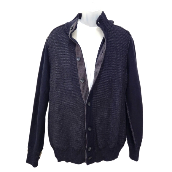 VINTAGE PRONTO UOMO 100% Cotton Black/Gray Cardigan, Mens Medium  ( listing as) - Picture 1 of 4